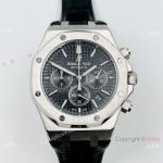 Best Copy Audemars Piguet Chronograph Royal Oak Watch Black Leather Strap